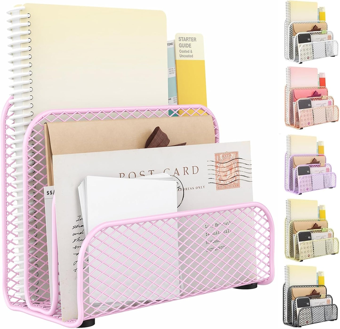 gianotter Mail Organizer Countertop, Metal File Holder with 3-Slot, Rose Gold Desk Accessories & Workspace Organizers (Rose Gold)