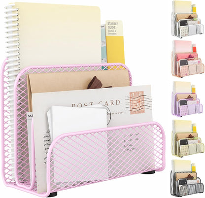 gianotter Mail Organizer Countertop, Metal File Holder with 3-Slot, Rose Gold Desk Accessories & Workspace Organizers (Rose Gold)