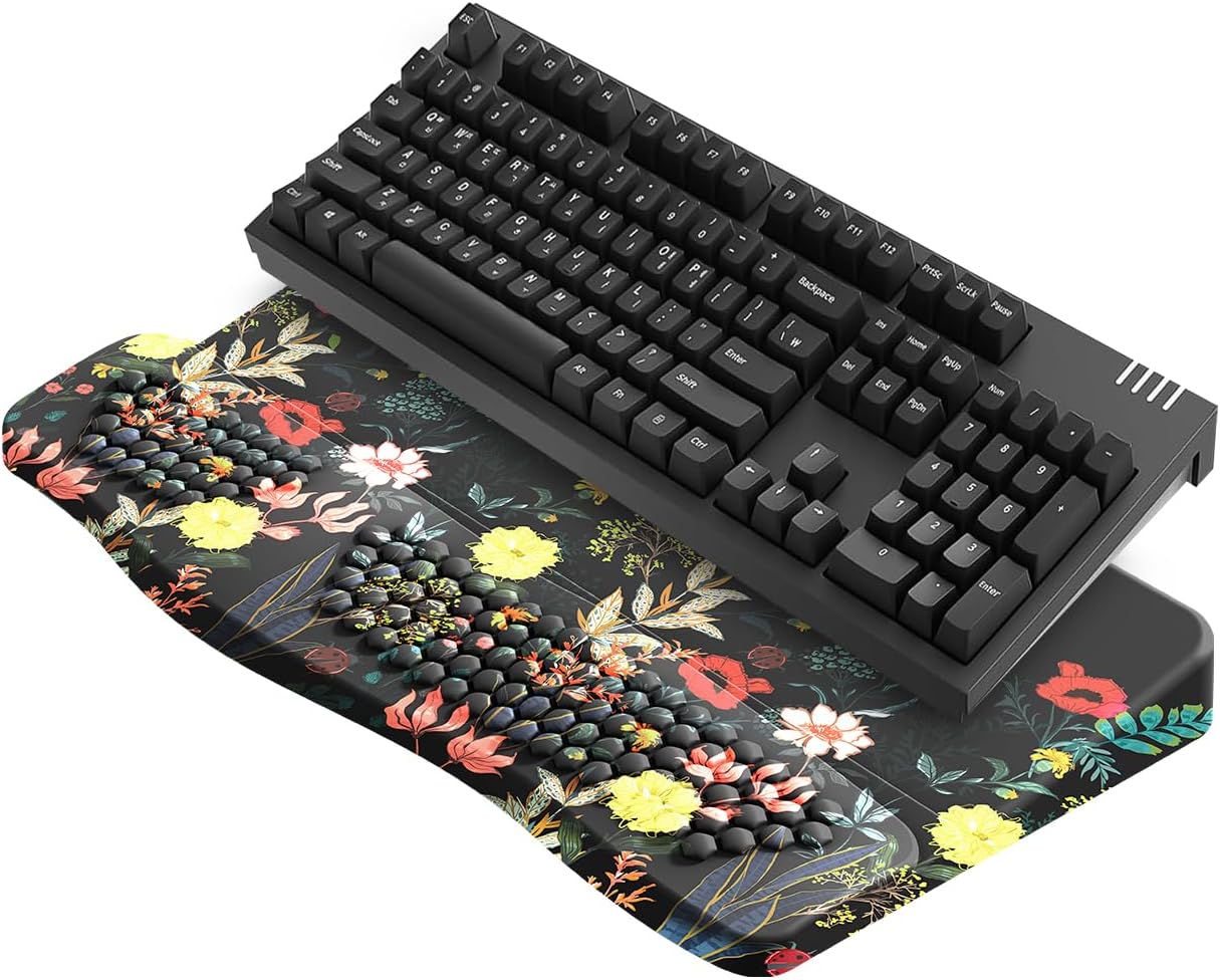 JIKIOU Keyboard Stand with Wrist Rest, Computer Keyboard Stand Pad with Non-Slip Base, Comfy Ergonomic Keyboard Riser Holder for Gaming Office Home 17.13x9.5 in Black