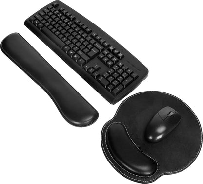 RICHEN Ergonomic PU Leather Keyboard Wrist Rest and Mouse Pad with Wrist Support, Memory Foam Set for Computer/Laptop,Gaming and Office, Comfortable for Easy Typing & Pain Relief (PU Brown)