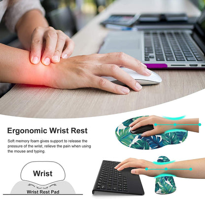 LATEEFAH Mouse Pad with Wrist Rest, 3-in-1 Gaming Mouse Pad, Keyboard Wrist Rest, Ergonomic Memory Foam Mousepad with Wrist Support for Computer Keyboard