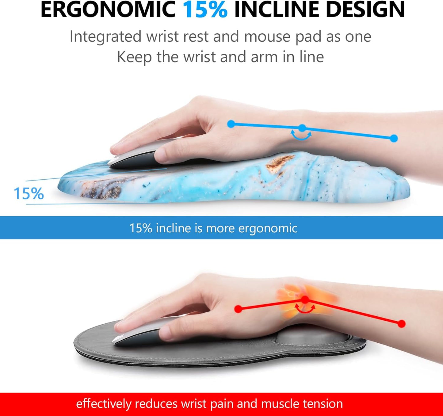 Mouse Pad Wrist Support, Laokiiy 2 in1 Keyboard Wrist Rest+ Ergonomic Mouse Pad, Non-Slip Wrist Rest for Computer Keyboard, Made Easy Typing & Relieve Wrist Pain（Banana Leaf Green）