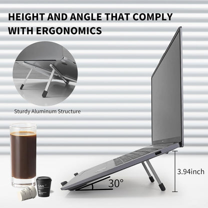 Protable Laptop Stand for Desk,Foldable Laptop Riser Holder,Ventilated Cooling Notebook Mount Computer Stand for 10-15.6” Laptops,Tablets，Aluminum