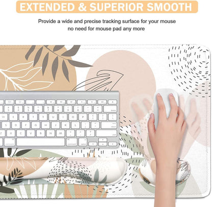 Large Mouse Pad and Keyboard Wrist Rest, Desk Pad for Keyboard and Mouse, 4-in-1 Large Gaming Mouse Pad with Wrist Support, Desk Mat for Home Office Study Game-Galaxy Fluid