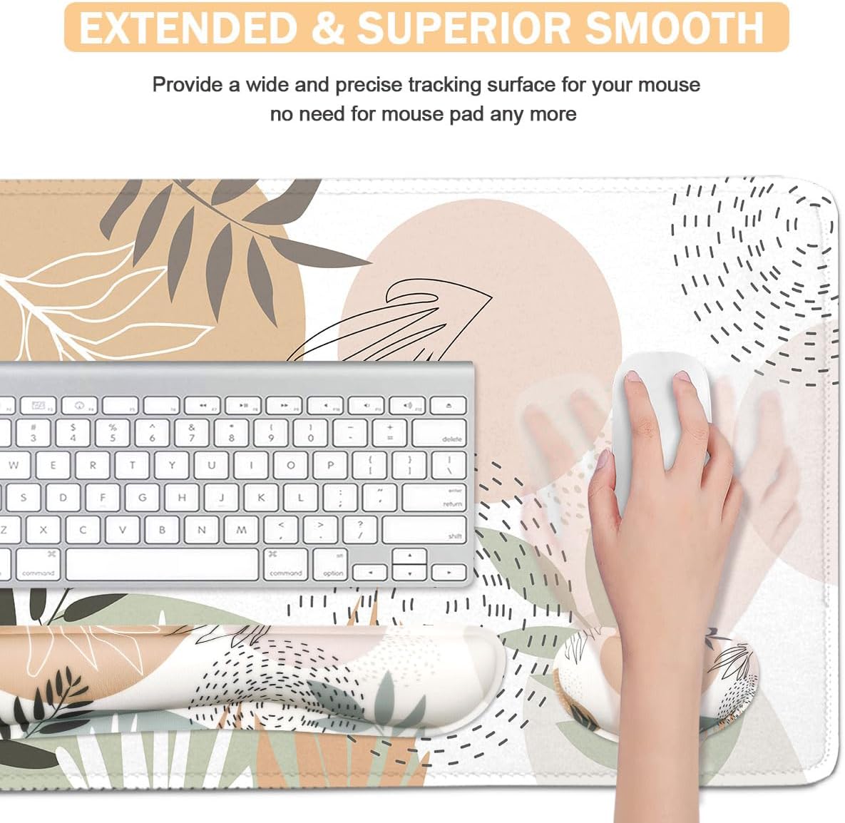 4-in-1 Large Gaming Mouse Pad, Keyboard Wrist Rest Pad & Wrist Support Mousepad Set, Extended Desk Pad Waterproof Desk Mat for Home Office Study Game-Black