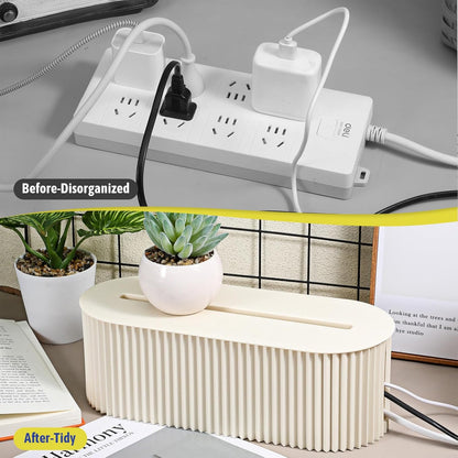SHENLIU 2-Pack Cable Management Box, 13x5.12x4.5 inches Cable Organizer Box to Hide Power Strip & Under Desk for Power Strips Surge Protectors Chargers Adapters Office Home