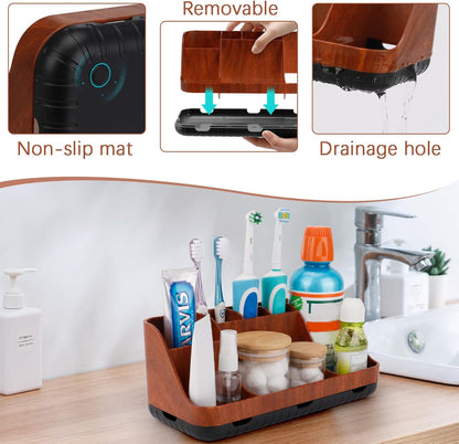 GFWARE Bathroom Organizers and Storage - Detachable 7 Slots Kids Electric Toothbrush and Toothpaste Holde Drainage for Bathroom Accessories Organization Counter Vanity Storage