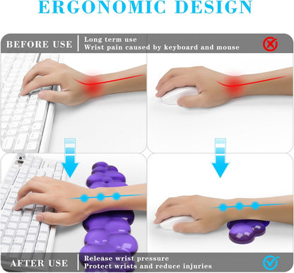 Gel Cloud Keyboard and Mouse Wrist Rest, Cute Wrist Support and Arm Support Keyboard Rest for Keyboard and Mouse Typing Pain Relief，Suitable for Office/Computer/Laptop/Gaming (Pink)