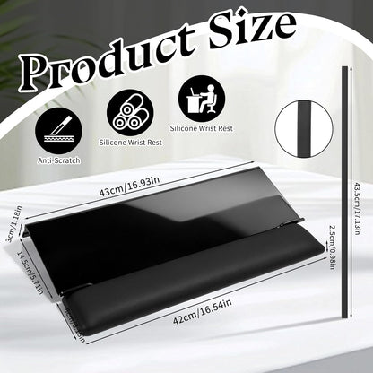 Computer Keyboard Wrist Rest Stand for Desktop Space-Saving Keyboard Riser with Silicone Wrist Rest for Office Desk, Home, School, Easy Typing, 3-Level Height Adjustment, Black