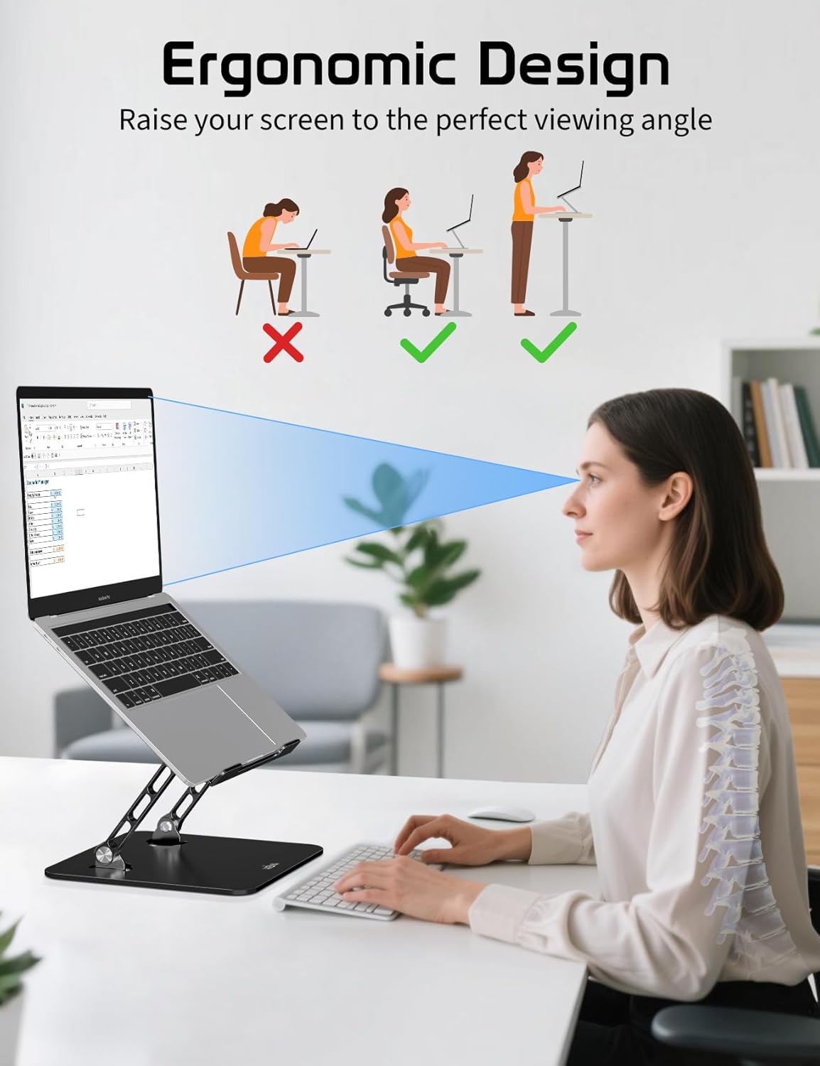 Aluminum Laptop Stand for Desk – Adjustable Ergonomic Laptop Riser, Foldable & Portable Holder Fit for MacBook & 10"-16" Laptops for Office, Home & Travel,Purple