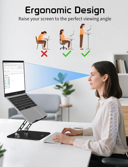 Aluminum Laptop Stand for Desk – Adjustable Ergonomic Laptop Riser, Foldable & Portable Holder Fit for MacBook & 10"-16" Laptops for Office, Home & Travel,Purple