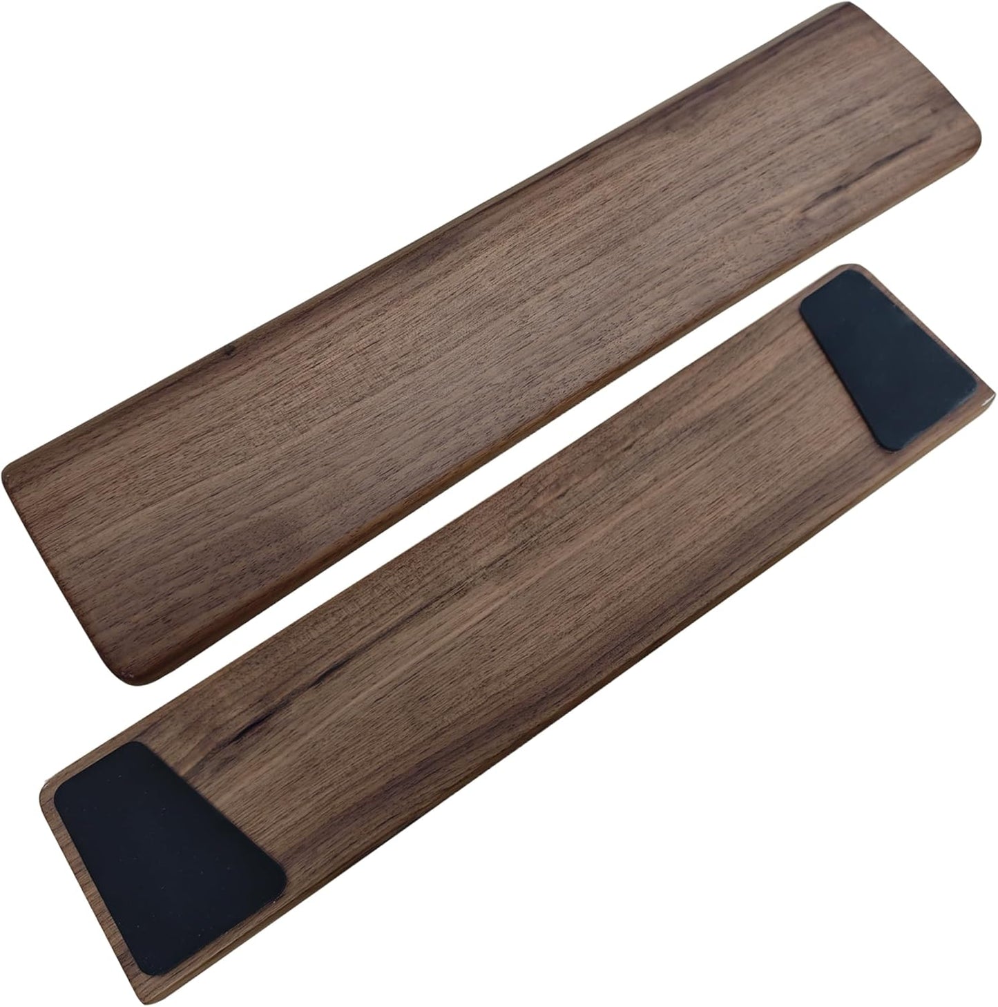 Walnut Wooden Wrist Rest Pad for 75% 80% TKL Keyboard, Ergonomic Solid Wood Hand Rest with Non-Slip Base, Stain Resistant Palm Support for Typing & Gaming (14.2“ L)