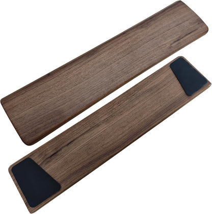 Walnut Wooden Wrist Rest Pad for 75% 80% TKL Keyboard, Ergonomic Solid Wood Hand Rest with Non-Slip Base, Stain Resistant Palm Support for Typing & Gaming (14.2“ L)
