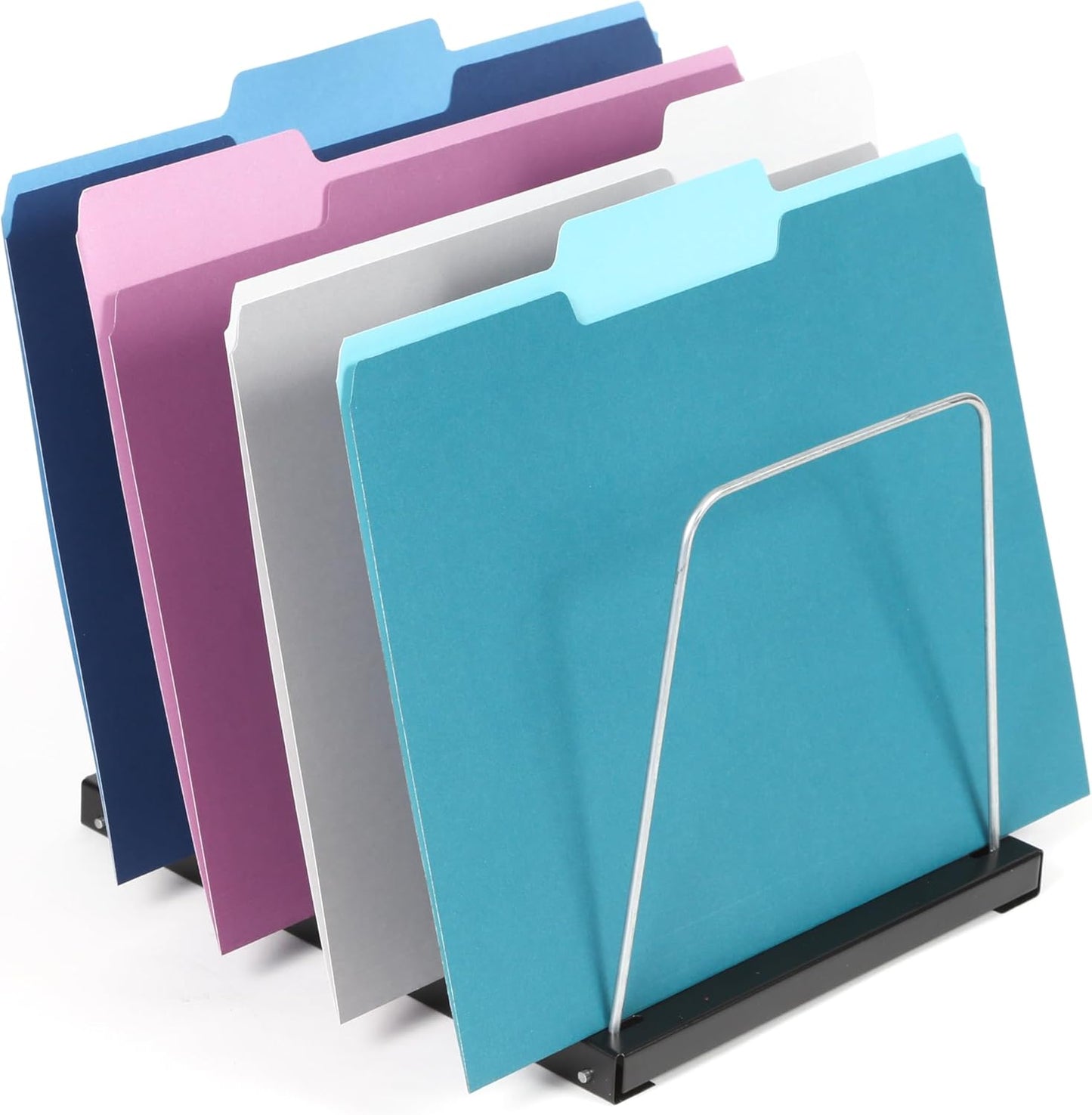 Huron Steel Wire Adjustable Vertical 8-Slot Desk File BinderOrganizer Storage