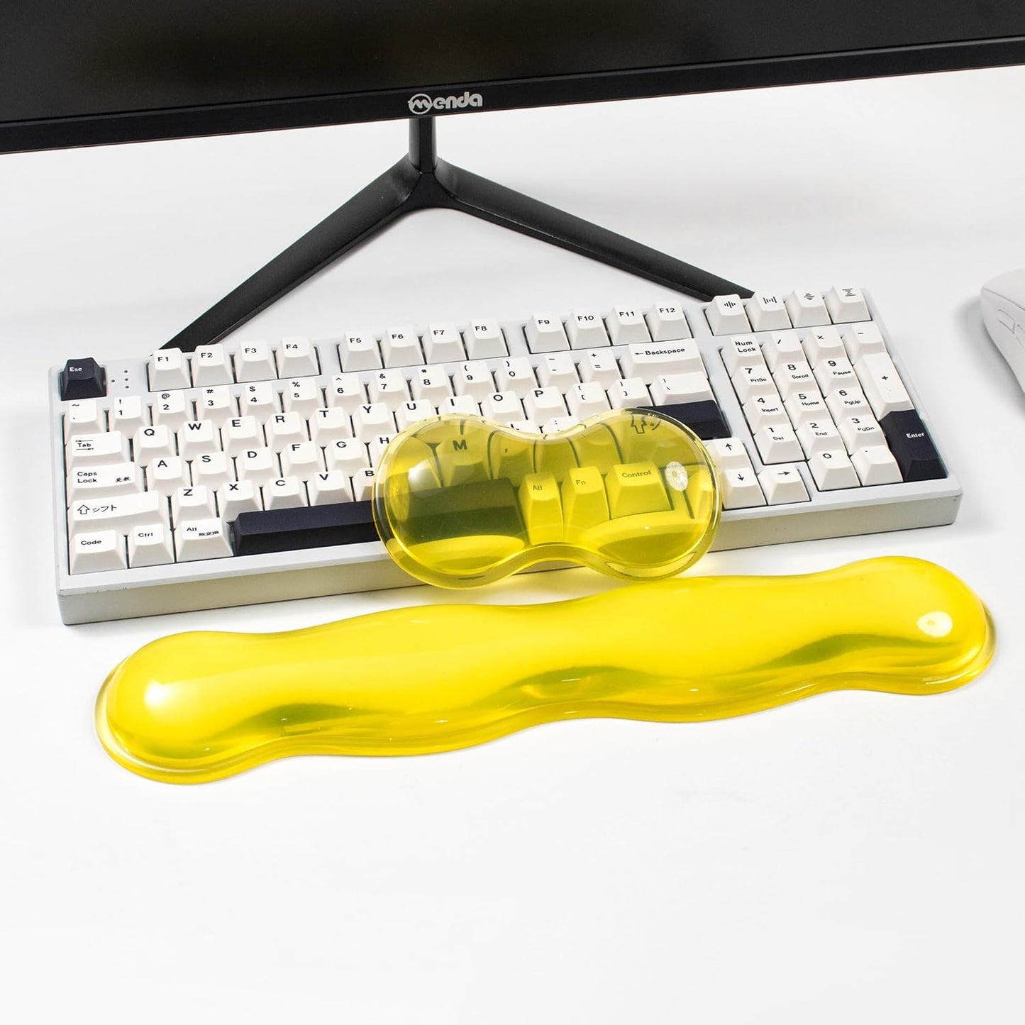 Clear Gel Wrist Rest for Keyboard and Mouse, Green Silicone Mouse Wrist Rest Set, Cute Ergonomic Wrist Rest for Keyboard 60%/75%(Green)