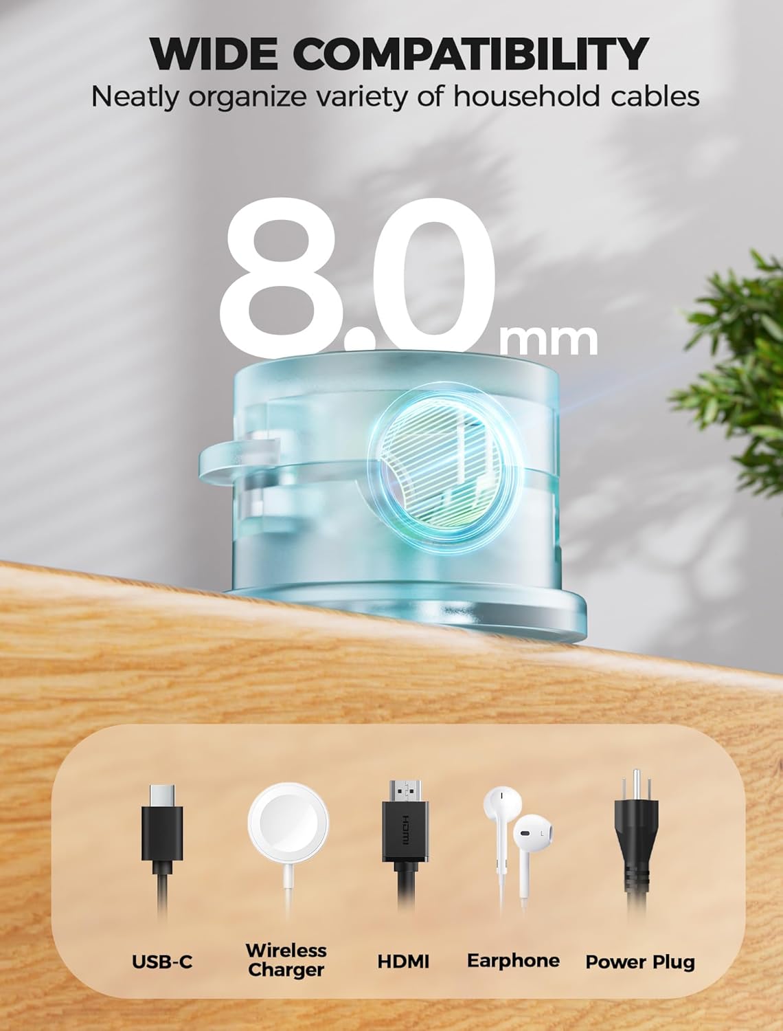 9 Pack Magnetic Cable Clips - gliship [Upgraded 360° Rotatable] Cord Organizer, Strong Magnetic Cord Holder, Adhesive Wire Keeper, Phone Cord Holder, Nightstand Wire Keeper Desk Decor, Tidy Helper