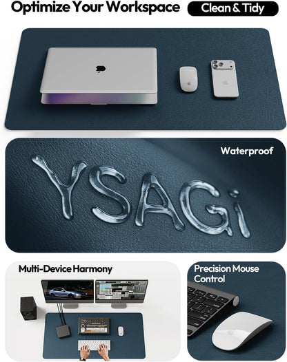 YSAGi Leather Desk Protector, Office Mat, Large Mouse Mat, Non-Slip PU Leather Blotter, Laptop Pad, Waterproof Writing Pad for Office and Home (Light Pink, 23.6" x 13.8") - Colors B