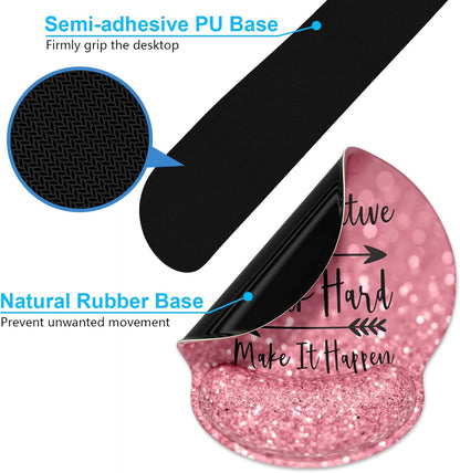 Dapesuom Keyboard Wrist Rest and Mouse Pad with Wrist Support, Cute Memory Foam Cushion for Keyboard and Mouse Set, Ergonomic Desktop Pad Rests with Non Slip Base for Easy Typing & Pain Relief, Pink
