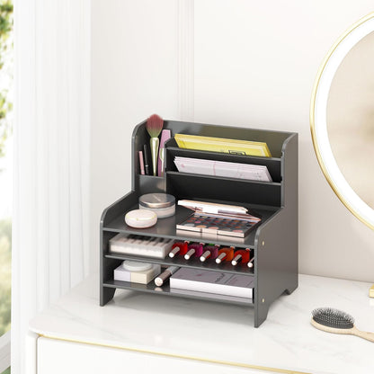 Bamboo Desk Organizer Mail Holder Countertop Letter Tray File Organizer for Desk Letter Sorter Paper File Storage for School Home Office Supplies