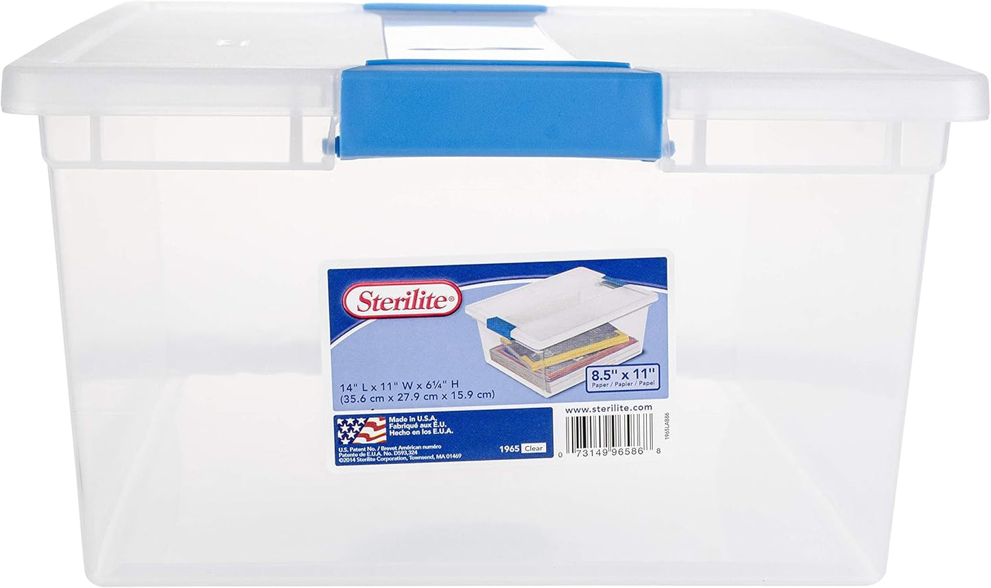 Sterilite 12-Pack Clip Box, Stackable Clear Plastic Bins with Latching Lids, Large - Writing, Arts or Crafts Supplies Storage Containers for Home, Office, Classroom and Workshop Organization