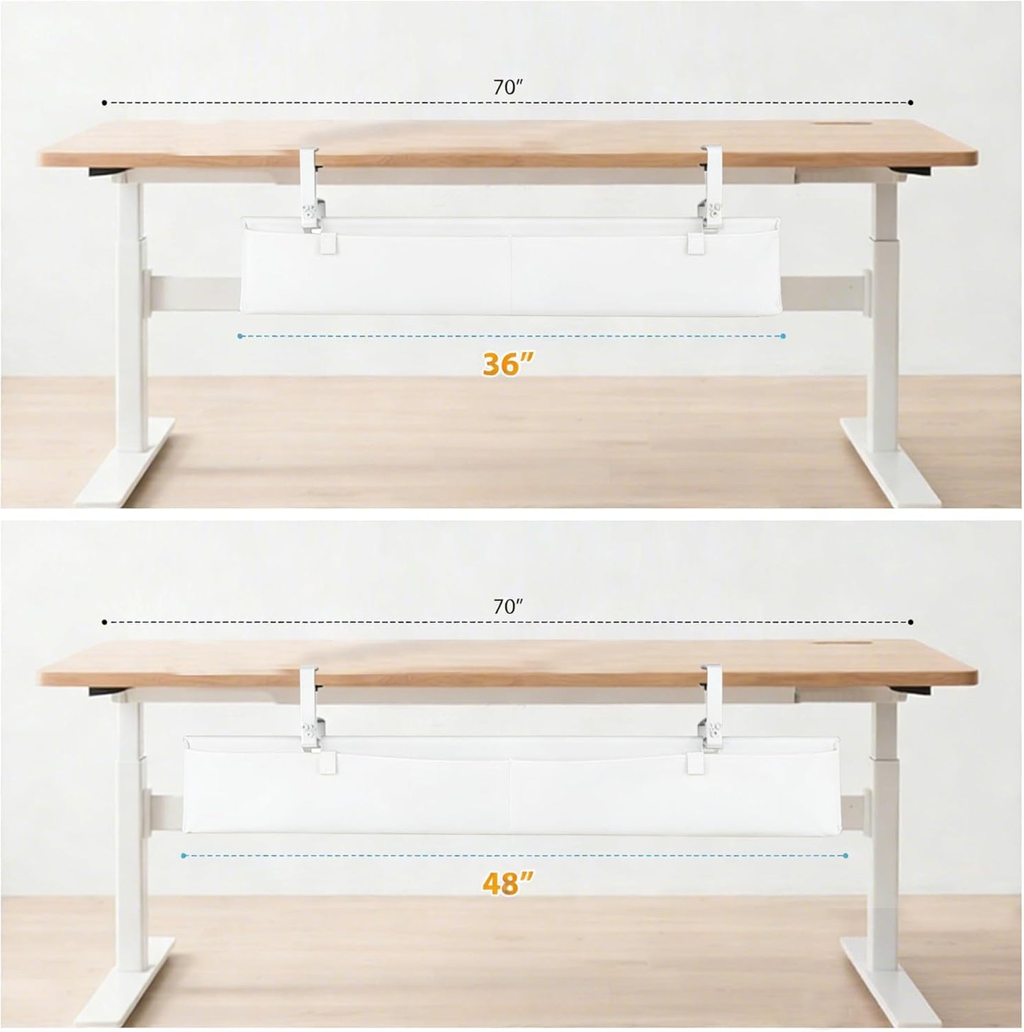 Oxford Cloth Under Desk Cable Management Tray,No-Drill 36" Desk Cable Management Organizer with Clip/Screw Installation,Fabric Cable Management for Home,Office & Gaming Computer(Black)