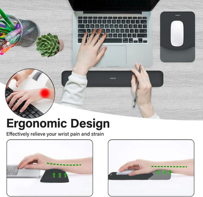 MOSISO Wrist Rest Support for Mouse Pad&Keyboard Set, Rectangular Ergonomic Mousepad Non-Slip Base Home/Office Pain Relief&Easy Typing Pad with Neoprene Cloth&Raised Silicone Lining, Green