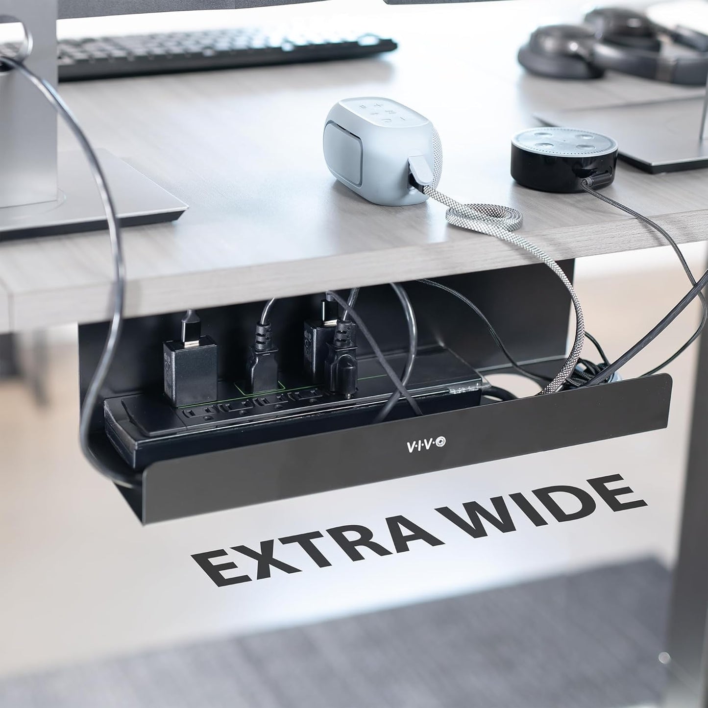 VIVO Under Desk 17 inch Cable Management Tray, Cord Organizer, Home Office Desk Accessories, White, DESK-AC06-1CW