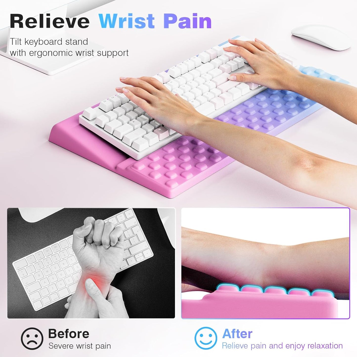 Ospelelf Keyboard Wrist Rest, Comfortable Ergonomic Keyboard Stand Riser Holder for Office Home