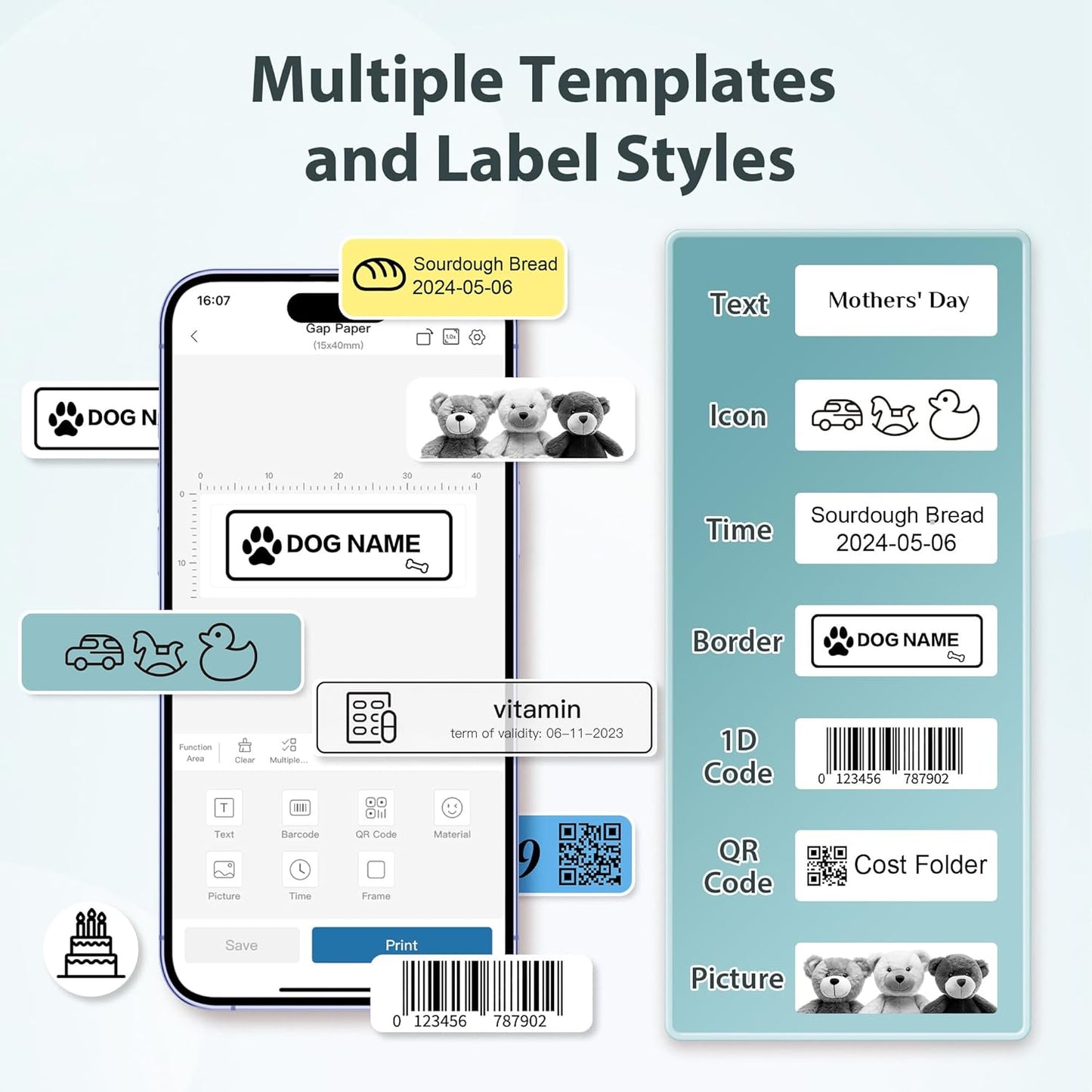 P21 Label Maker Machine with Tape, Bluetooth Label Printer Thermal Mini Label Makers with Built-in Cutter and Multiple Templates, Portable Printers for School, Office, Home Use (Green)