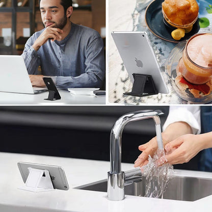 Portable Cell Phone Stand Holder for Desk, 【2 Pack】 Foldable Pocket-Sized Adjustable Mount, Universal Desktop Kickstand Compatible with iPhone, iPad, Kindle & Android Devices - White & White