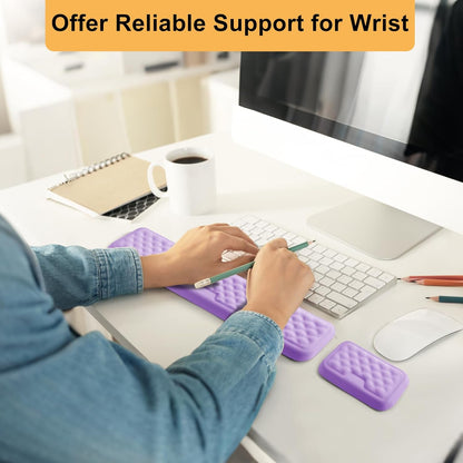 Keyboard Wrist Rest Mouse Wrist Support, Memory Foam Wrist Rest Pad for Computer Laptop, Ergonomic Wrist Cushion Support for Typing Pain Relief, Gaming Home Office, Pink