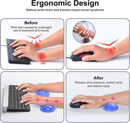 MOKURU Gel Keyboard and Mouse Wrist Rest Set, Comfort Ergonomic Wrist Support, for Wrist Pain Relief, Computer Keyboard Wrist Rest (Black)