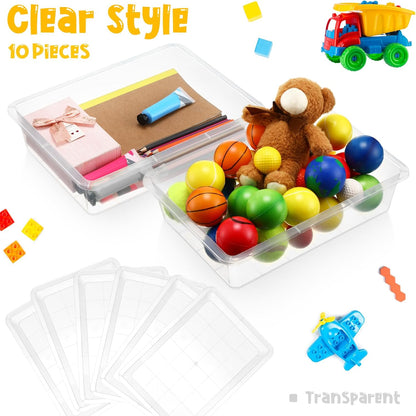 Hoteam 10 Pcs Flat Storage Organizer Tray Bin Paper Tray for Classroom Plastic Stackable File Organizer for School Office Teacher Book Organization(Clear,13.78 x 9.84 x 3.15 Inch)