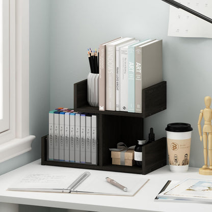 Furinno Classic Desk Organizers and Accessories, 2-Tier Monitor Riser, Office Organization, Desk Top Book Shelf, for Office Supplies, Office Desk Accessories, Dark Espresso