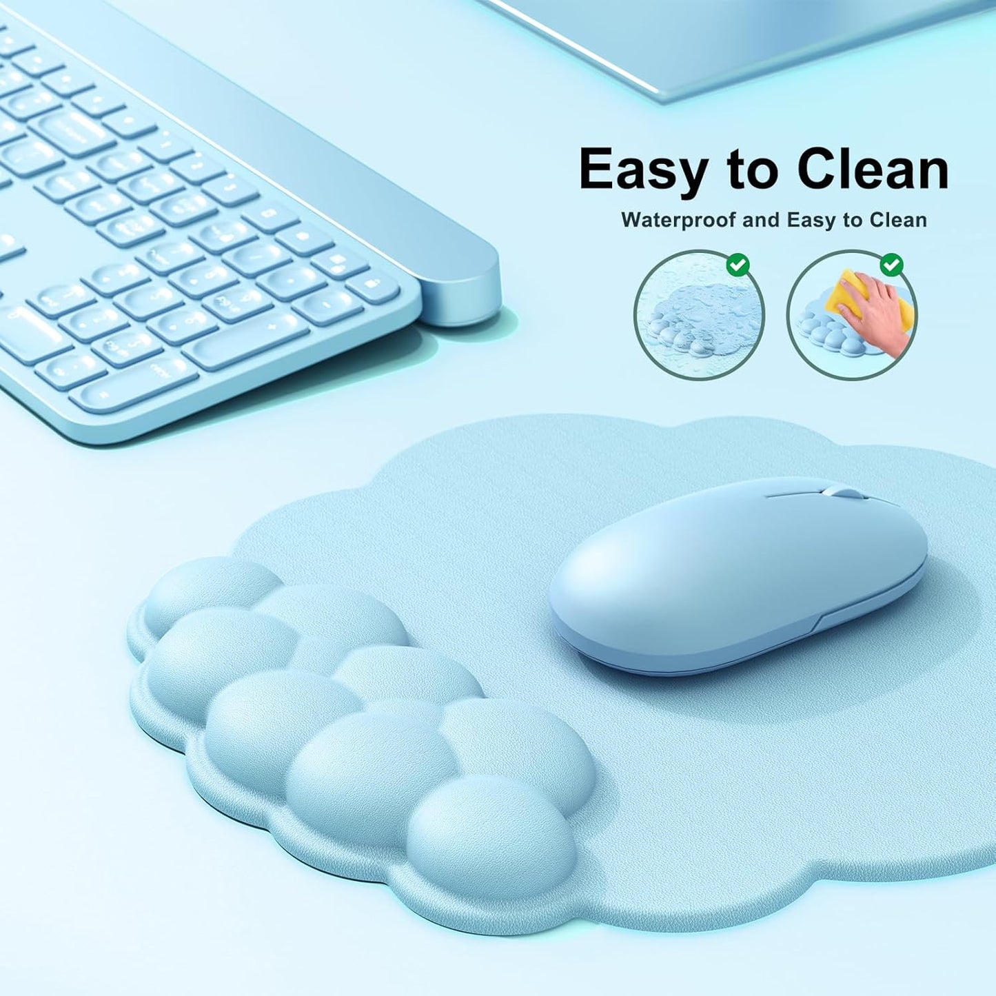 MOKURU Cloud Mouse Pad with Wrist Rest, Cloud Keyboard Wrist Rest, Mouse Pad Wrist Support, Ergonomic Keyboard Mouse Wrist Support White