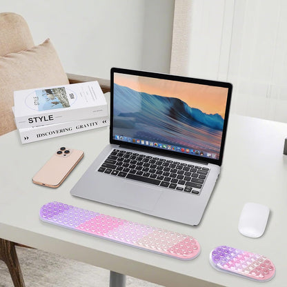 MEGREZ Clear Gel Wrist Rest for Keyboard and Mouse, Cute Crystal Gel WristRest, Ergonomic Wrist Rest Set, Cloud Wrist Rest Keyboard, Pink