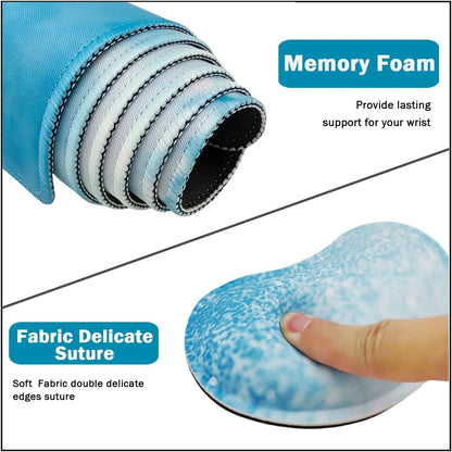 Large Mouse Pad and Keyboard Wrist Rest, Desk Pad for Keyboard and Mouse, 4-in-1 Large Gaming Mouse Pad with Wrist Support, Desk Mat for Home Office Study Game-Galaxy Fluid