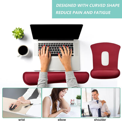 Keyboard Wrist Rest Pad Mouse Pad with Wrist Support Set of 3, Gaming Mousepad with Non-Slip Rubber Base, Ergonomic Memory Foam Mouse Cushion Support for Home Office Laptop Computer, Navy Blue