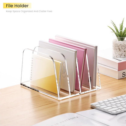YUXUN Desk File Organizer,5-Section Vertical Clear Acrylic Desk Organizer File Holder Mail Sorter Office Organization for Office Home &Classroom（B5）