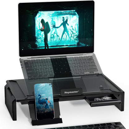 Heymaster Ergonomic Monitor Stand Riser, Laptop Stand Foldable Muti-Angle Adjustable Portable Foldable Stand with Heat-Vent Compatible with MacBook, Air, Pro, Surface Laptop (9-17 inches) (Black)