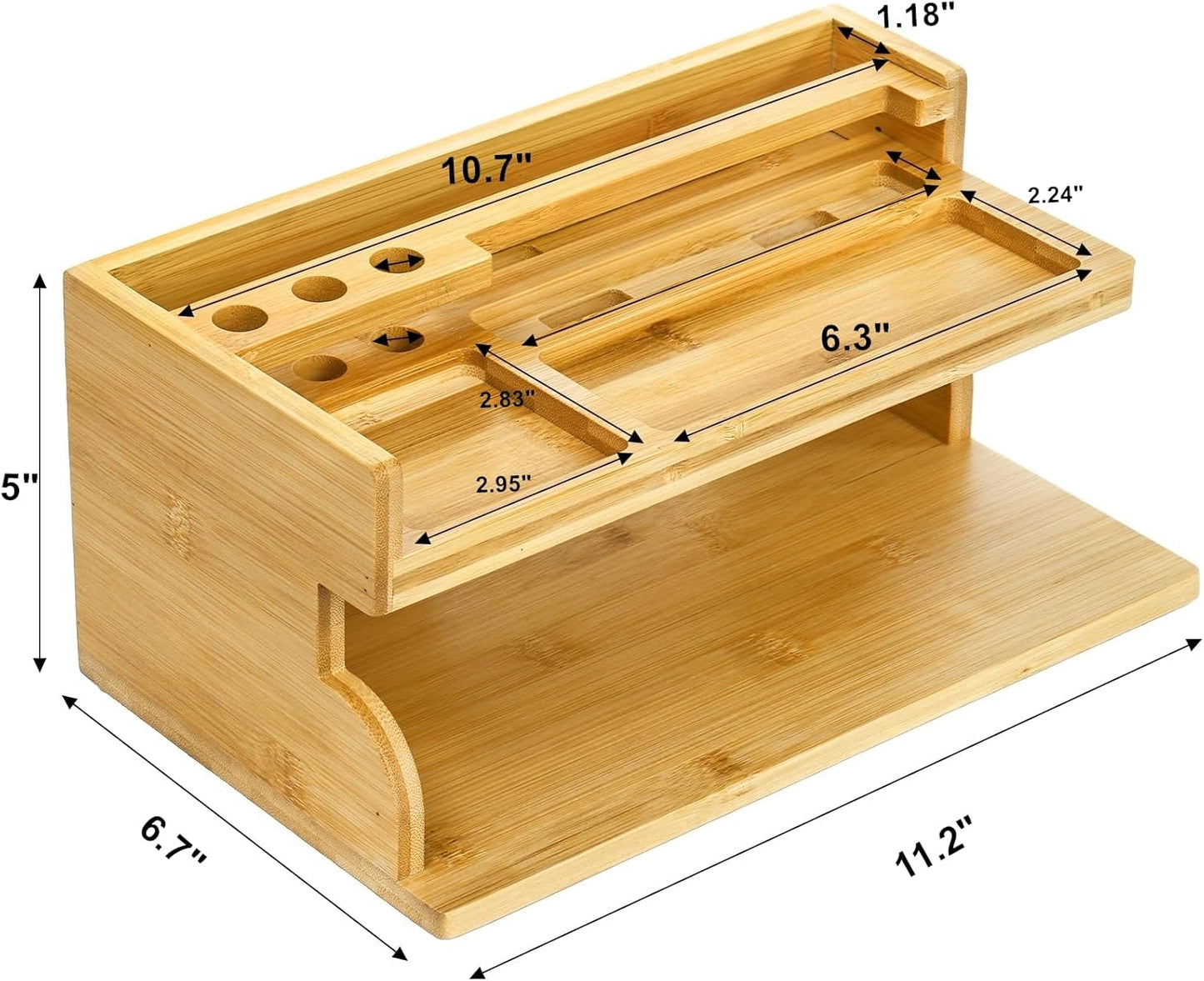 Yopay Nightstand Organizer for Men, Luxury Bamboo Phone Docking Station for Dad Husband, Charging Organizer Cell Phone Stand Tablet Stand for Boyfriend Graduation Office Father's Day