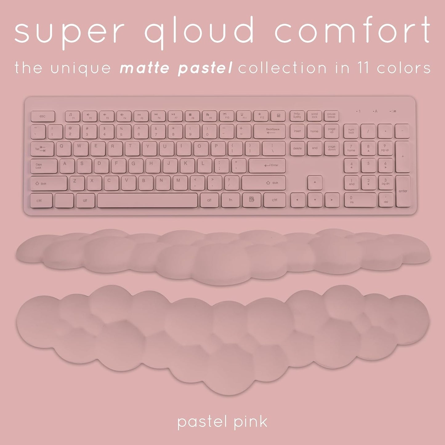 Cloud Keyboard Wrist Rest – Create-ables Qloud Cloud Wrist Rest for Computer Keyboard and Mouse, Ergonomic Memory Foam Wrist Pad with Non-Slip Base, Includes Cloud Mouse Pad – White