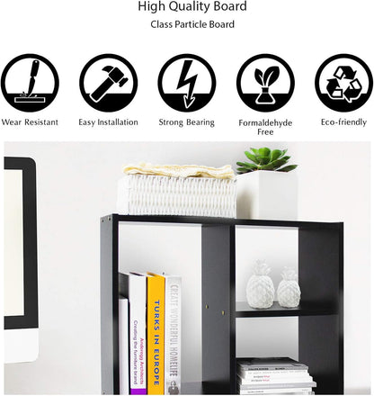 Jerry & Maggie Desktop Organizer Office Storage Rack Adjustable Wood Display Shelf Free Style Double H, Multi-Functional Mini Bookshelf for Desk Natural Stand (Natural Wood Tone)