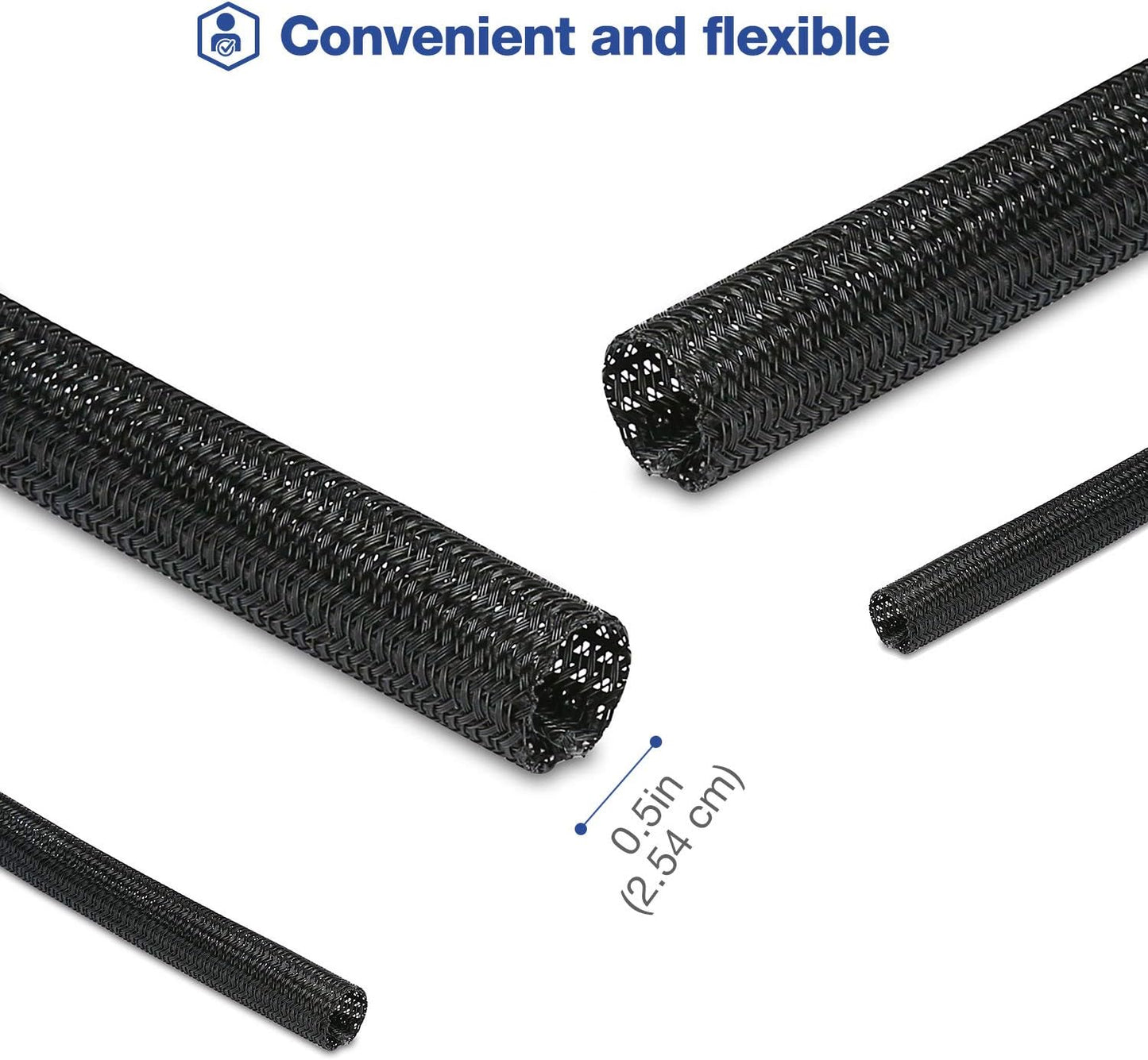 JOTO 4 Pack Cable Management Sleeve, 19-20 Inches Cord Organizer System with Zipper for TV Computer Office Home Entertainment, Flexible Cable Sleeve Wrap Cover Wire Hider System -Black