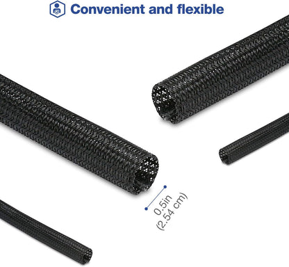 JOTO 4 Pack Cable Management Sleeve, 19-20 Inches Cord Organizer System with Zipper for TV Computer Office Home Entertainment, Flexible Cable Sleeve Wrap Cover Wire Hider System -Black