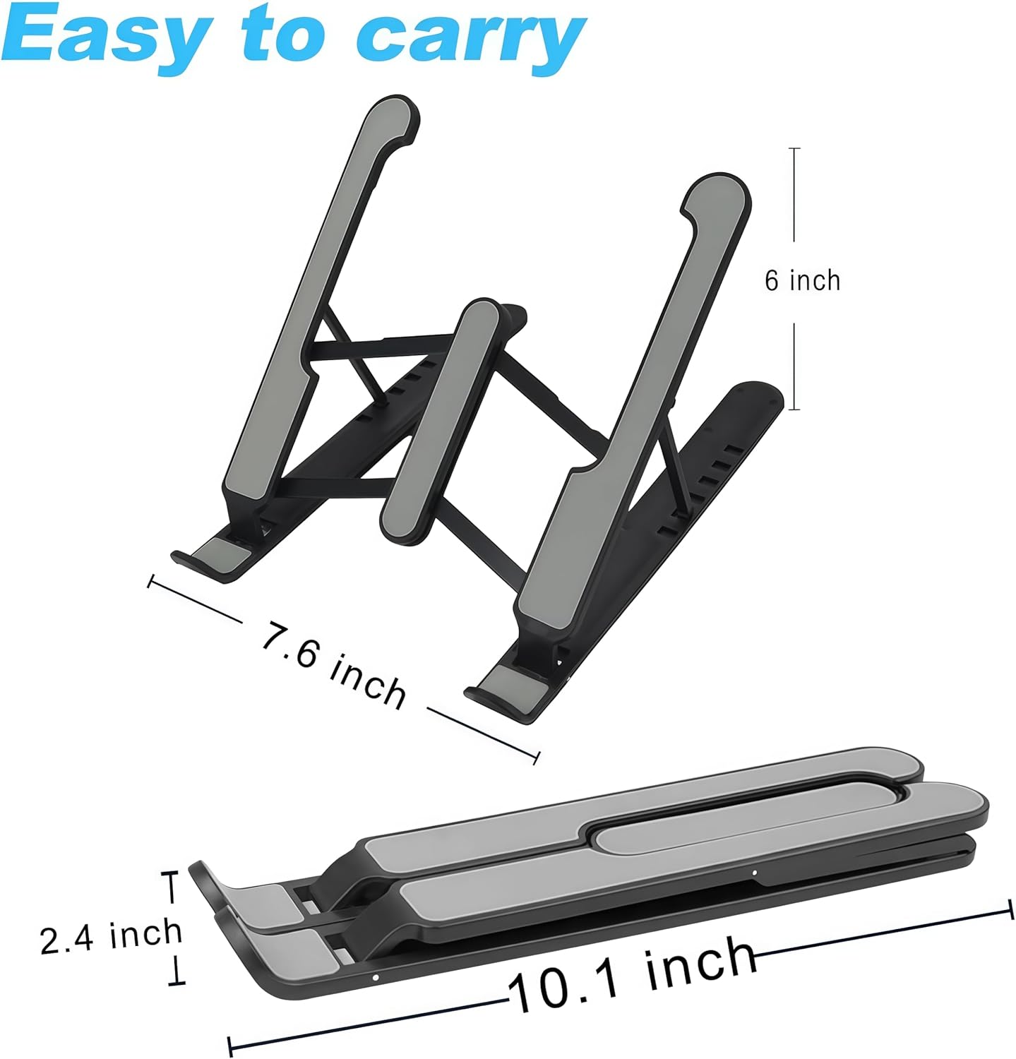 Adjustable Laptop Stand, Ergonomic Aluminum Laptop Riser for Desk, Foldable & Portable Computer Stand Compatible with MacBook Air Pro, Dell, HP, Lenovo, All 10-17.3” Laptops - Black