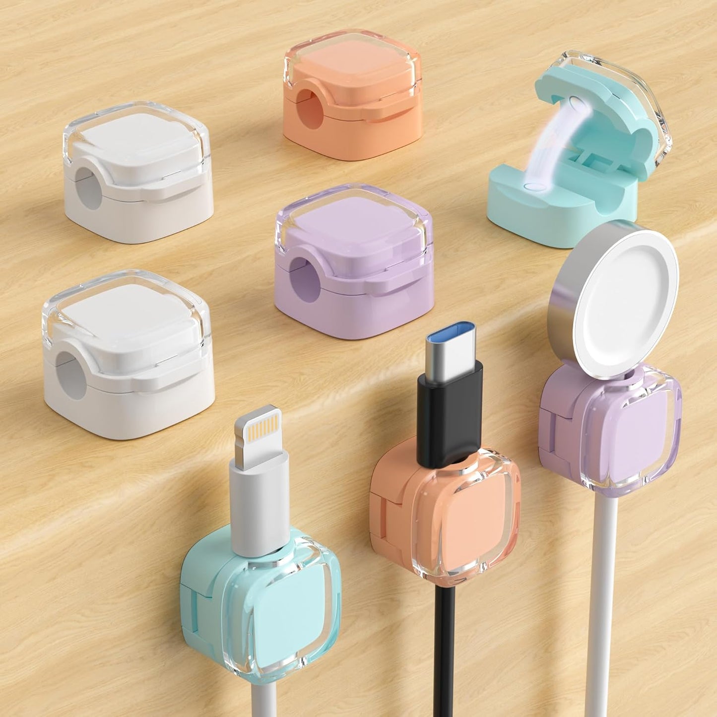Magnetic Cable Clips, Adjustable Cord Holder Management, Adhesive Wire Keeper Organizer for Home Office Desk Phone PC Car Wall Desktop Nightstand Appliance (9-Pack Black Crystal)