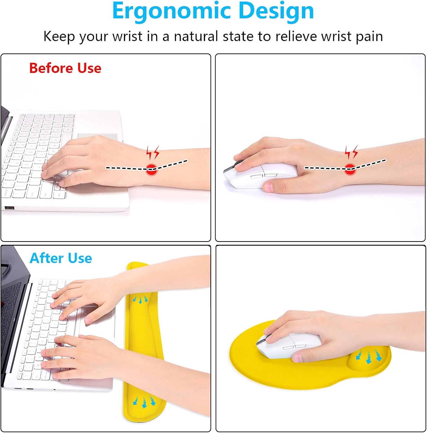 Dapesuom Keyboard Wrist Rest and Mouse Pad with Wrist Support, Cute Memory Foam Cushion for Keyboard and Mouse Set, Ergonomic Desktop Pad Rests with Non Slip Base for Easy Typing & Pain Relief, Pink
