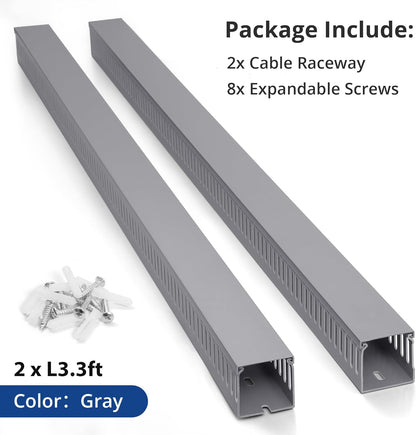 ZhiYo 2 x 2in Professional Server Rack Cable Management Raceway, 99in (6X L16.5in) Cable Raceway Kit, Electrically Safe PVC Open Slot Wire Raceway for Under Desk/Computer/Network Cords, Black