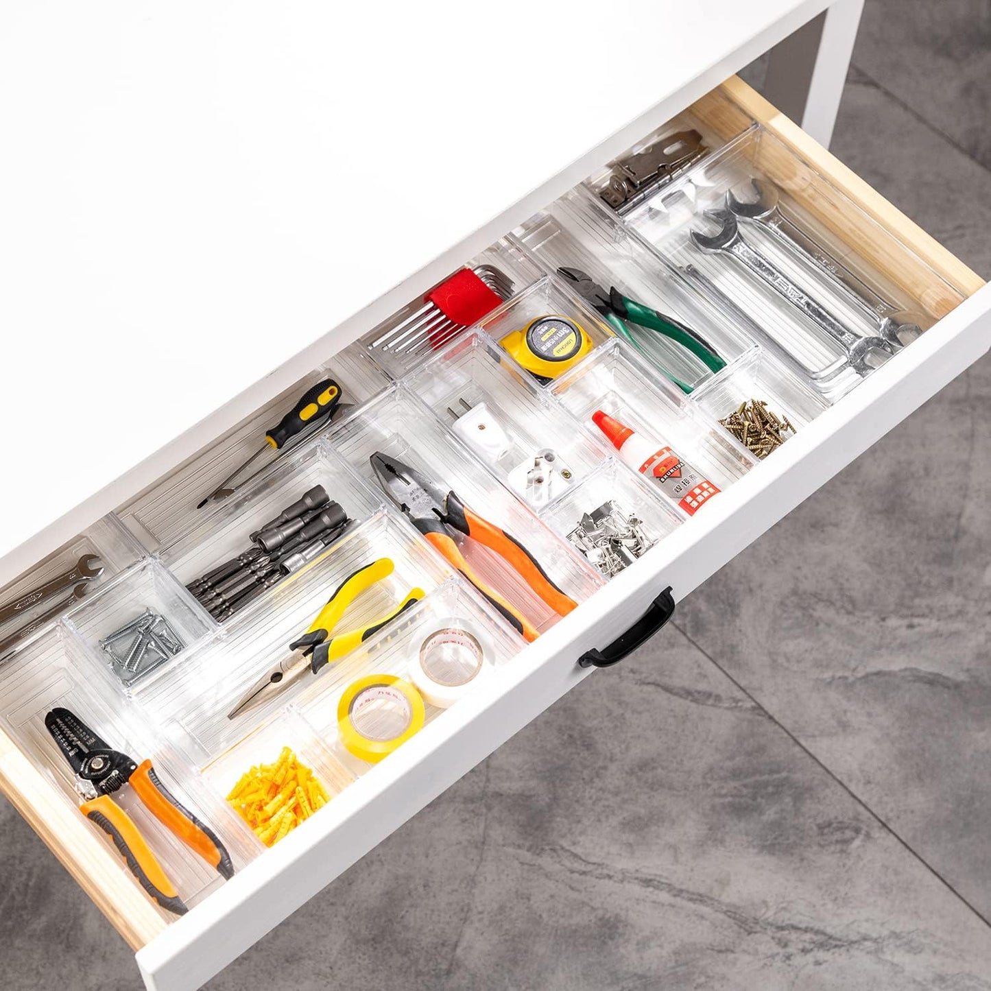 DCA 14 PCS Clear Drawer Organizer, Acrylic Makeup Organizers, Vanity Drawer Organizer Trays, Bathroom Organizers and Storage Bins Ideal Gift for Her